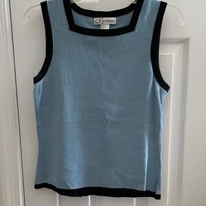 Dressbarn Light Blue and Black Sleeveless Top